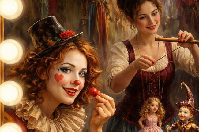 marionnettiste et clown